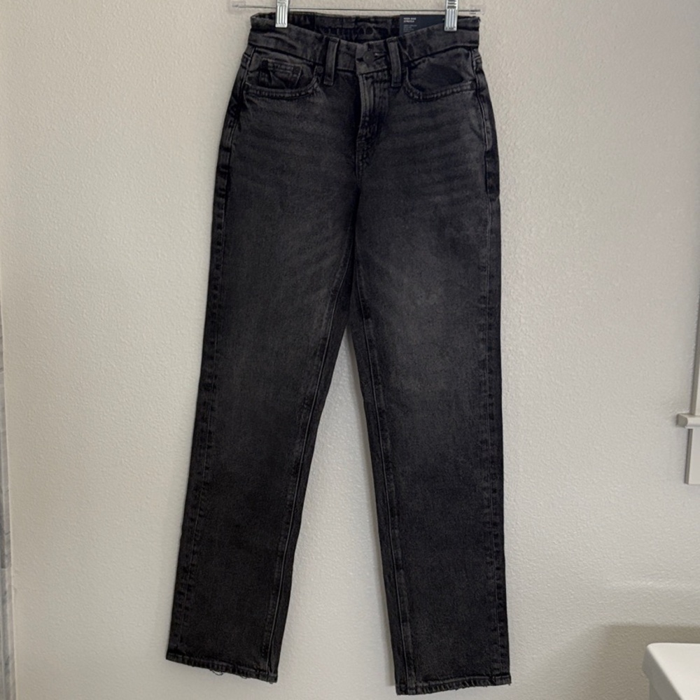 American Eagle Outfitters Black High Rise Stretch Straight Leg Jeans